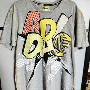 Adidas Gray Tee with Vibrant Graphic